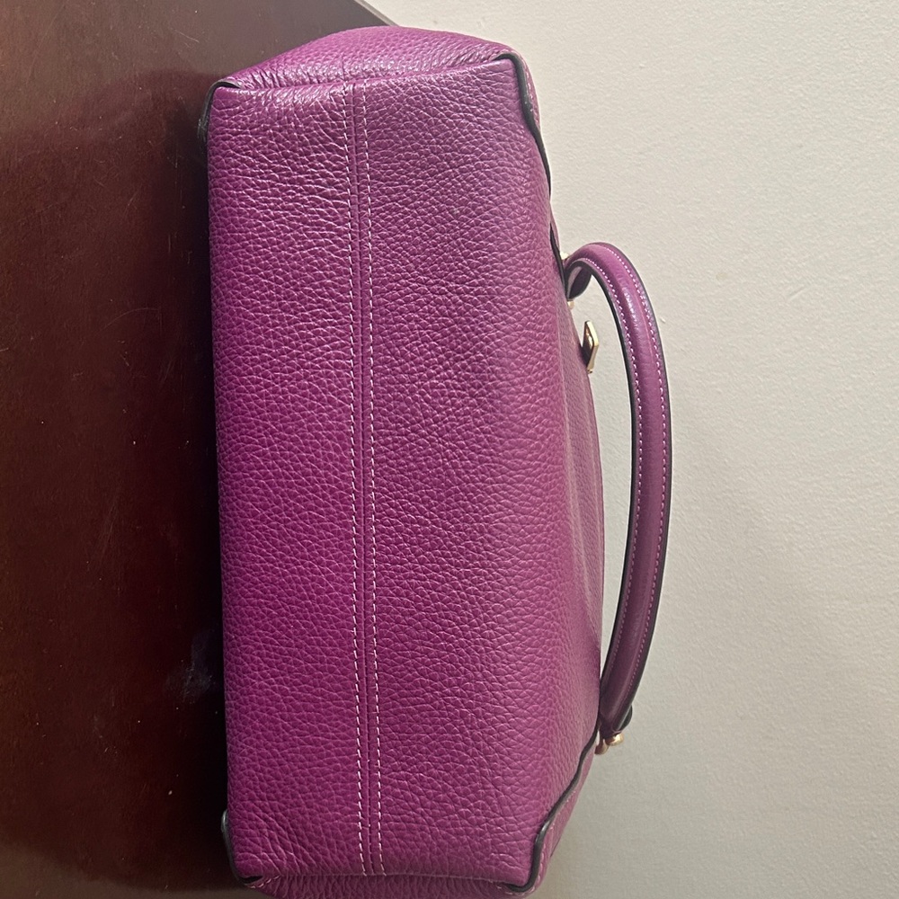 Coach Purple Pebbled Leather Satchel with Gold Hardware - Picture 7 of 11